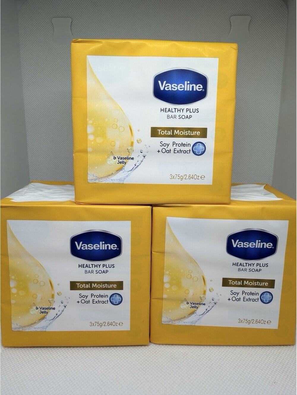 9 Bars x Vaseline Healthy Plus Bar Soap Total Moisture Soy Protein & Oat Extract